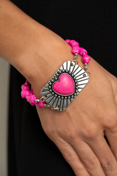 Paparazzi Sandstone Sweetheart - Pink Bracelet