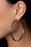 Paparazzi Midtown Marvel - Black Hoop Earring - The Jewelry Box Collection 