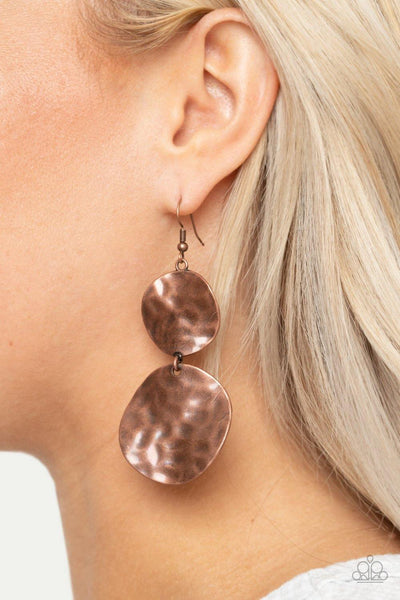 Paparazzi HARDWARE-Headed - Copper Earrings - The Jewelry Box Collection 