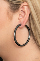 Paparazzi Curve Ball - Black Hoop Earrings