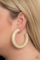 Paparazzi I WOOD Walk 500 Miles - White Wood Hoop Earring - The Jewelry Box Collection 