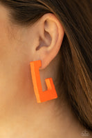 Paparazzi The Girl Next OUTDOOR - Orange Wood Hoop Earring