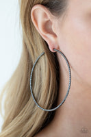 Paparazzi Pump Up The Volume - Black Hoop Earrings