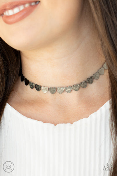 Paparazzi Necklace Playing HEART To Get - Black Choker