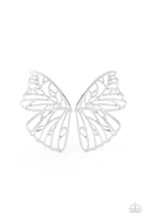 Paparazzi Butterfly Frills - Silver Butterfly Earrings