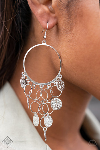 Paparazzi Earrings All CHIME High - Silver