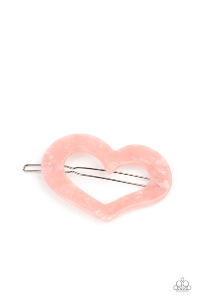 Paparazzi HEART Not to Love - Pink Hair Clip