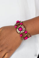 Paparazzi Island Adventure - Pink Wood Bracelet