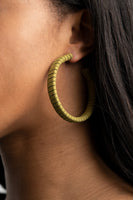 Paparazzi Suede Parade -  Green Hoop Earring