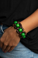 Paparazzi Tropical Temptations - Green Wood Bracelet