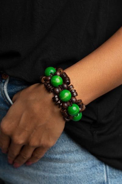 Paparazzi Tropical Temptations - Green Wood Bracelet