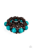 Paparazzi Tropical Temptations - Blue Wood Bracelet