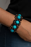 Paparazzi Tropical Temptations - Blue Wood Bracelet