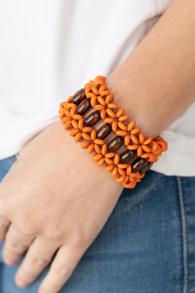 Paparazzi Bali Beach Retreat - Orange Wood Bracelet