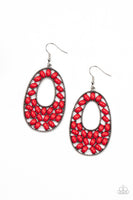 Paparazzi Beaded Shores - Red Earrings