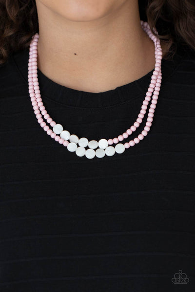 Paparazzi Extended STAYCATION - Pink Pearl Necklace