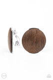 Paparazzi WOODWORK It - Brown Clip on Wood Earring