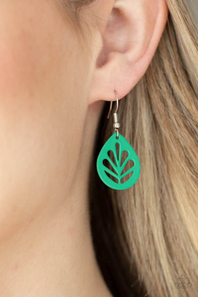 Paparazzi LEAF Yourself Wide Open - Green Earrings