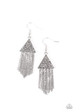 Paparazzi Pyramid SHEEN - Silver Earrings Convention Exclusive 2021