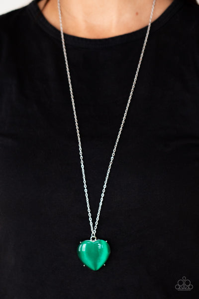 Paparazzi Warmhearted Glow - Green Heart Necklace