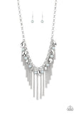 Paparazzi Industrial Intensity 2 Silver Necklace and matching Earrings