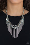 Paparazzi Industrial Intensity 2 Silver Necklace and matching Earrings