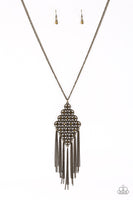 Paparazzi Web Design - Brass - Glittery Aurum Rhinestones Necklace - Life of the Party Exclusive February 2019