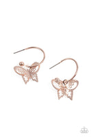 Paparazzi Butterfly Freestyle - Rose Gold Earrings