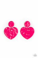 Paparazzi Just a Little Crush - Pink Heart Earrings