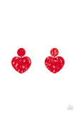 Paparazzi Just a Little Crush - Red Heart Earrings