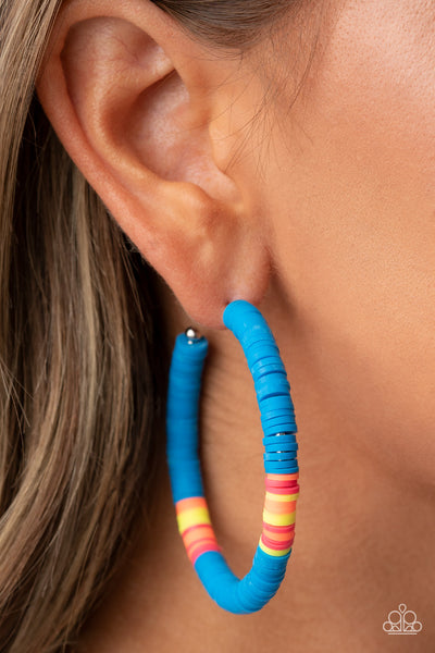 Paparazzi Colorfully Contagious - Blue Hoop Earrings