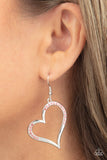 Paparazzi Tenderhearted Twinkle - Pink Heart Earrings