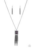 Paparazzi Shimmer Sensei - Purple Necklace and Matching Earrings - The Jewelry Box Collection 