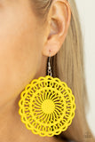 Paparazzi Island Sun - Yellow Wood Earrings