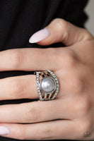 Paparazzi A Big Break  Silver Pearl Ring - The Jewelry Box Collection 