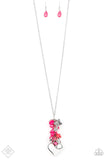 Paparazzi Beach Buzz - Pink Beads - Heart Pendant, Butterfly, Rhinestones - Necklace & Earrings - The Jewelry Box Collection 