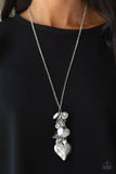 Paparazzi Beach Buzz White Heart Charm necklace with matching earrings - The Jewelry Box Collection 
