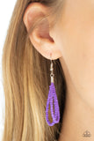 Paparazzi Savannah Surfin - Purple Seed Beads - Silver Chain Necklace and matching Earrings