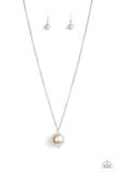 Paparazzi The Grand Baller - White Pearl Silver Chain Necklace and matching Earrings - The Jewelry Box Collection 