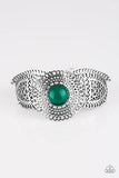 Paparazzi Avant-VANGUARD Green Bead Silver Bracelet - The Jewelry Box Collection 
