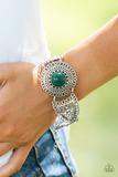 Paparazzi Avant-VANGUARD Green Bead Silver Bracelet - The Jewelry Box Collection 