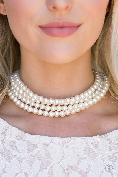 Paparazzi ENCORE EXCLUSIVE 2020 - Vintage Romance - White Pearls - Choker - Necklace & Earrings