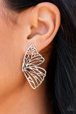Paparazzi Butterfly Frills - Silver Butterfly Earrings