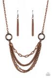Paparazzi CHAINS of Command - Copper - Necklace and matching Earrings