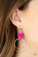 Paparazzi Happily Ever Hearts - Pink Heat Earrings