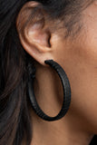 Paparazzi Leather-Clad Legend - Black Hoop Earrings