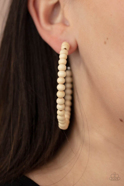 Paparazzi Should Have, Could Have, WOOD Have - White Earrings
