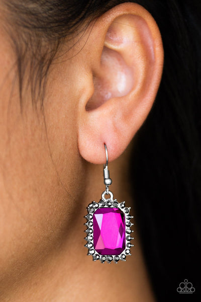 Paparazzi Downtown Dapper Pink and Silver Earrings