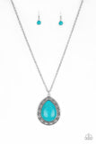 Paparazzi Full Frontier Blue Turquoise Stone Teardrop Necklace - The Jewelry Box Collection 