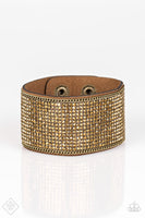 Paparazzi Glitter Gossip - Brass - Wrap / Snap Rhinestone Bracelet - Fashion Fix / Trend Blend Exclusive Exclusive